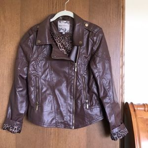 Zebra lined PVC Leather Jacket
